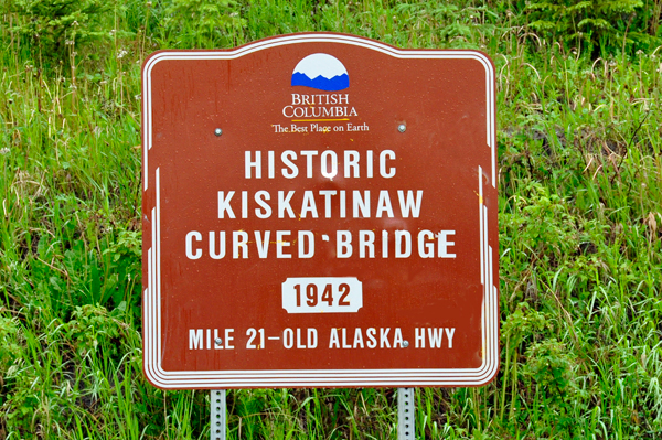 historic Kiskatinaw Curved Bridge sign